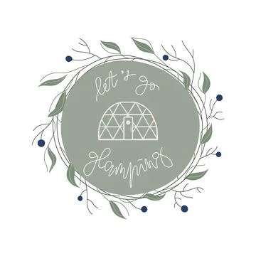 Cute vector line bubble house. Wreath frame with berries. Cute vector quote for Stock Illustration
