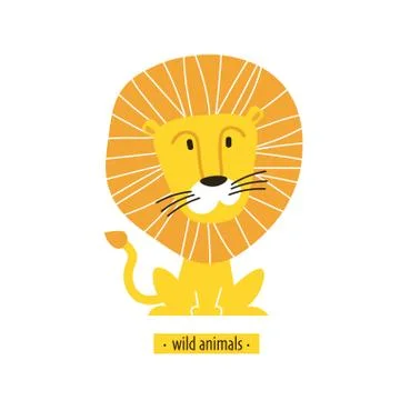Cute vector lion king isolated on white background Stock Illustration