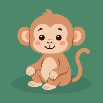 Cute vector monkey cartoon animal illustration Stock Illustration