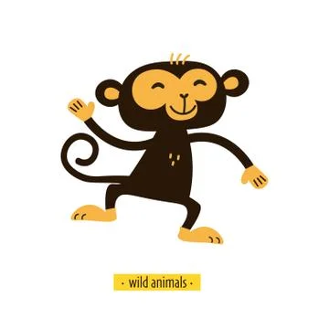 Cute vector monkey isolated on white background Stock Illustration