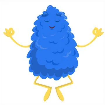 A cute vector monster doing sports. Monster, vector, sports, yoga, relaxati.. Stock Illustration