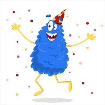 A cute vector monster is having fun at a party. Monster, vector, holiday, b.. Stock Illustration