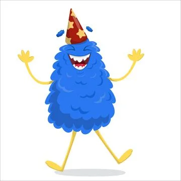 A cute vector monster is having fun at a party. Monster, vector, holiday, b.. Illustrazione stock