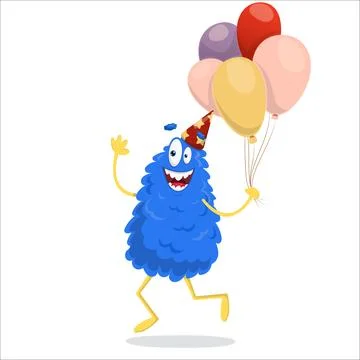 A cute vector monster holding balloons. Monster, vector, holiday, balloons,.. Stock Illustration
