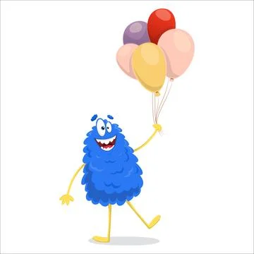 A cute vector monster holding balloons. Monster, vector, holiday, balloons, f Stock Illustration
