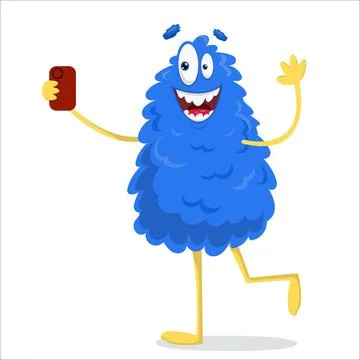 A cute vector monster talking on the phone. Monster, vector, phone, convers.. Stock Illustration
