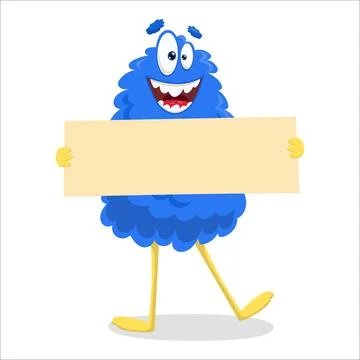 Cute vector monster with a template in his hands. Monster, vector, template.. Stock Illustration