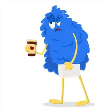 A cute vector monster, tired, goes to work. Monster, vector, work, burnout,.. Stock Illustration