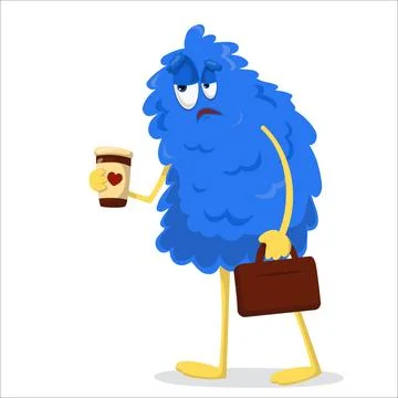 A cute vector monster, tired, goes to work. Monster, vector, work, burnout,.. Stockillustratie