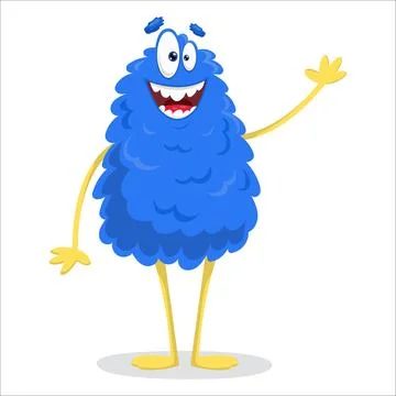 A cute vector monster waving. Monster, vector, hello, waving, joy Stock Illustration