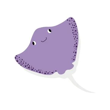 Cute vector ocean illustration with devilfish.Underwater cartoon creatures Illustrazione stock