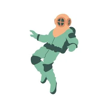 Cute vector ocean illustration with scuba diver.Underwater cartoon creatures Illustrazione stock