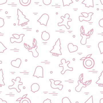 Cute vector pattern of different new year and christmas symbols. Winter theme Stock Illustration