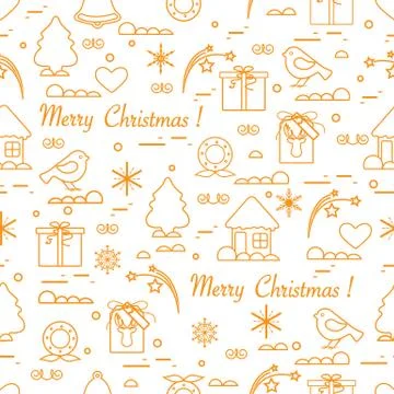 Cute vector pattern of different new year and christmas symbols. Winter theme Stock Illustration