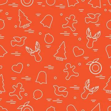 Cute vector pattern of different new year and christmas symbols. Winter theme Stock Illustration