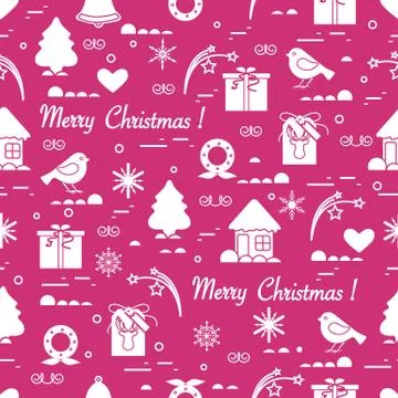 Cute vector pattern of different new year and christmas symbols. Winter theme Stock Illustration