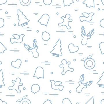 Cute vector pattern of different new year and christmas symbols. Winter theme Stock Illustration