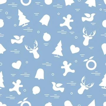 Cute vector pattern of different new year and christmas symbols. Winter theme Stock Illustration
