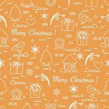 Cute vector pattern of different new year and christmas symbols. Winter theme Stock Illustration