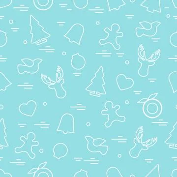 Cute vector pattern of different new year and christmas symbols. Winter theme Stock Illustration