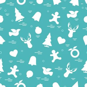 Cute vector pattern of different new year and christmas symbols. Winter theme Stock Illustration
