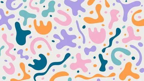 Cute vector pattern with matisse style shapes. Abstract horizontal background of Stock Illustration