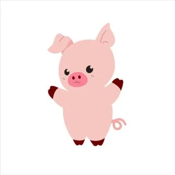 Cute vector pig on an isolated white background. Illustrazione stock