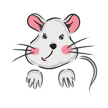 Cute vector print with grey little mouse Illustrazione stock