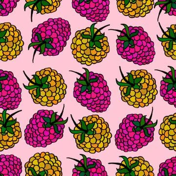 Cute vector raspberry pattern. Stock Illustration