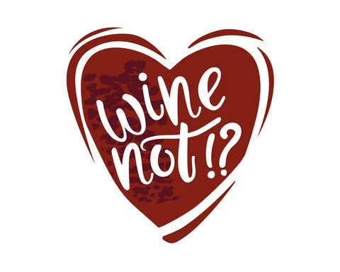 Cute vector with a red heart of wine lettering Stock Illustration