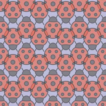 Cute vector red ladybug repeat pattern background design イラスト素材