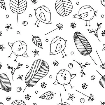 Cute vector seamless colorless background Stock Illustration