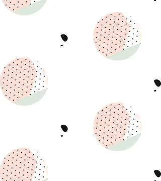 Cute vector seamless pattern . Brush strokes, circles and blots. Endless texture Illustrazione stock