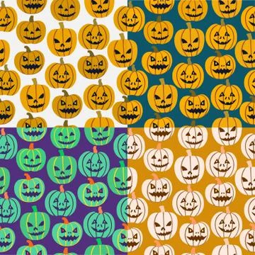 Cute vector seamless patterns with Halloween witch crafts. Cartoon doodle Illustrazione stock