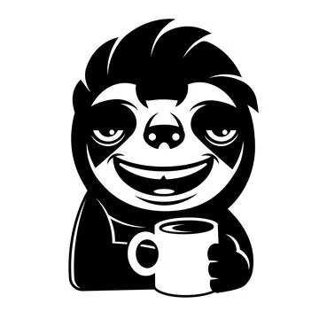 Cute vector sloth bear animal with coffee time lettering. Can be used for car Stock Illustration