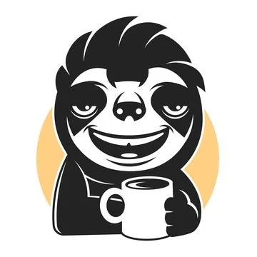 Cute vector sloth bear animal with coffee time lettering. Can be used for car Stock Illustration