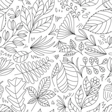 Cute vector summer hand drawn leaf seamless pattern. Print with leaves. Elegant Illustrazione stock