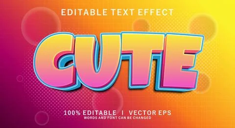 Cute vector text effect with modern style design Stock Illustration