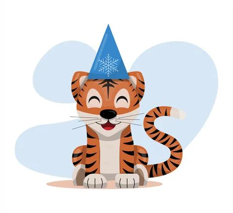Cute vector tiger Happy Chinese new year greeting card 2022 Animal holidays Stock Illustration