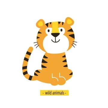 Cute vector tiger isolated on white background Illustrazione stock
