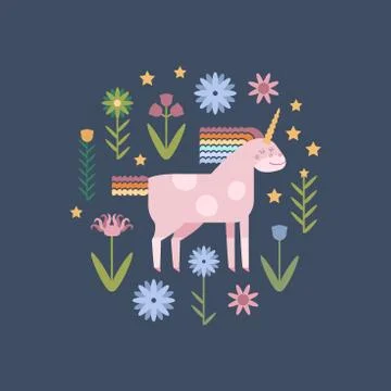 Cute vector unicorn Stock Illustration