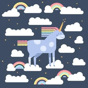 Cute vector unicorn Stock Illustration