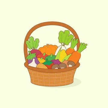 Cute vegetable basket Stock Illustration