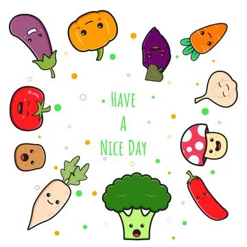 Cute vegetable doodle banner background wallpaper icon cartoon illustration Stock Illustration