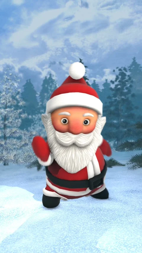 Cute vertical video of santa dancing salsa in a winter forest. Seamless funny Stock-Footage 320266364