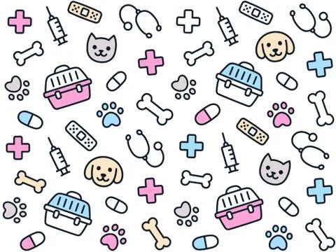 Cute vet seamless pattern Stock Illustration