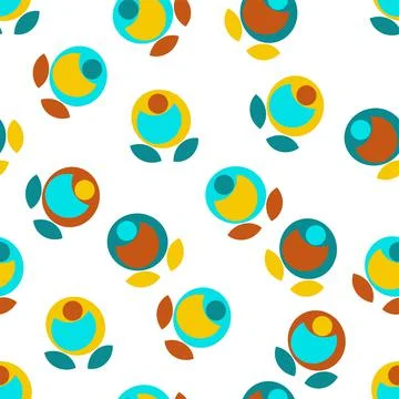Cute, Vibrant Abstract Repeating Scatter Pattern In Turquoise, Orange And Mus Stock Illustration