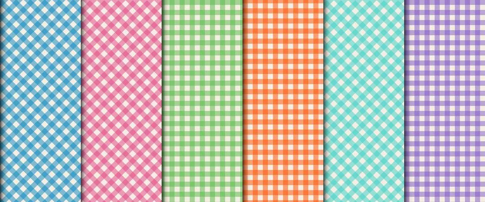 Cute vichy gingham pattern set. Classic Scottish check plaid for fabric, wr.. Illustrazione stock