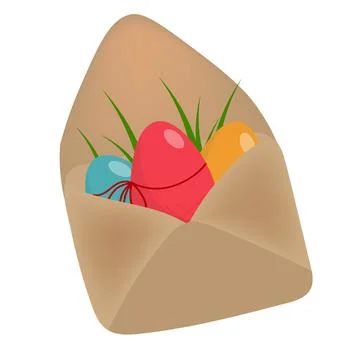 Cute vintage envelope with Easter eggs. Bright festive template Stock Illustration