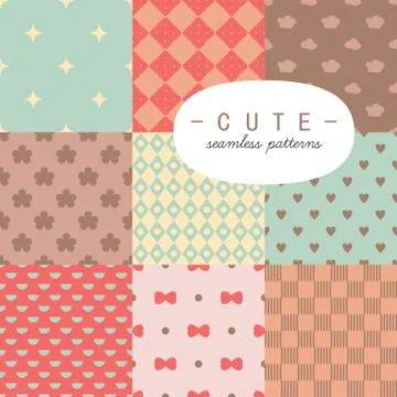 Cute vintage seamless pattern set Stock-Illustration